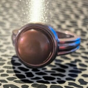 Rare Retired Xavier Absolute 11mm Chocolate Pearl Ring Sterling Silver  Size 8.5